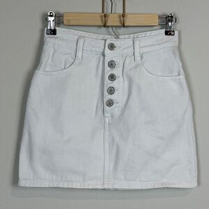 J. Galt Brandy Melville White Button Fly Mini Skirt OS